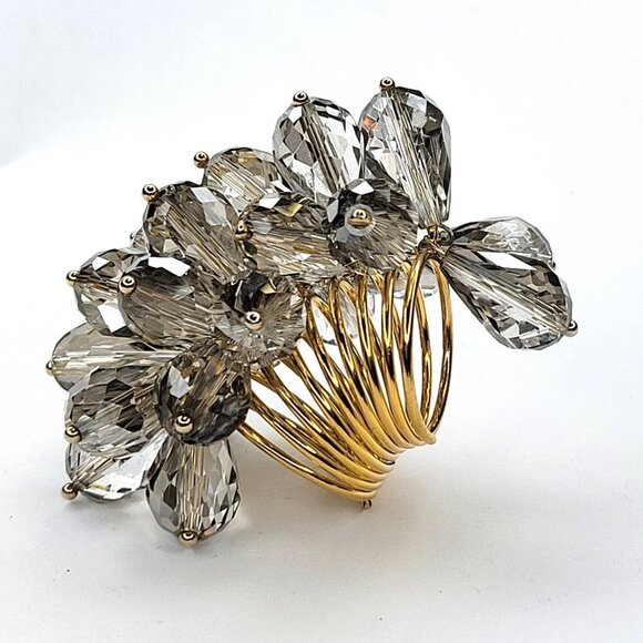 Swaroski Crystal Ring Flamboyant Unique Crystal Bicone Beaded Cluster Ring - Picture 3 of 13